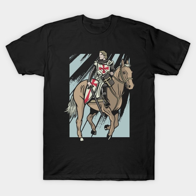 Christian templar knight Gift, Crusader Warrior Riding a Horse T-Shirt by hugandmug